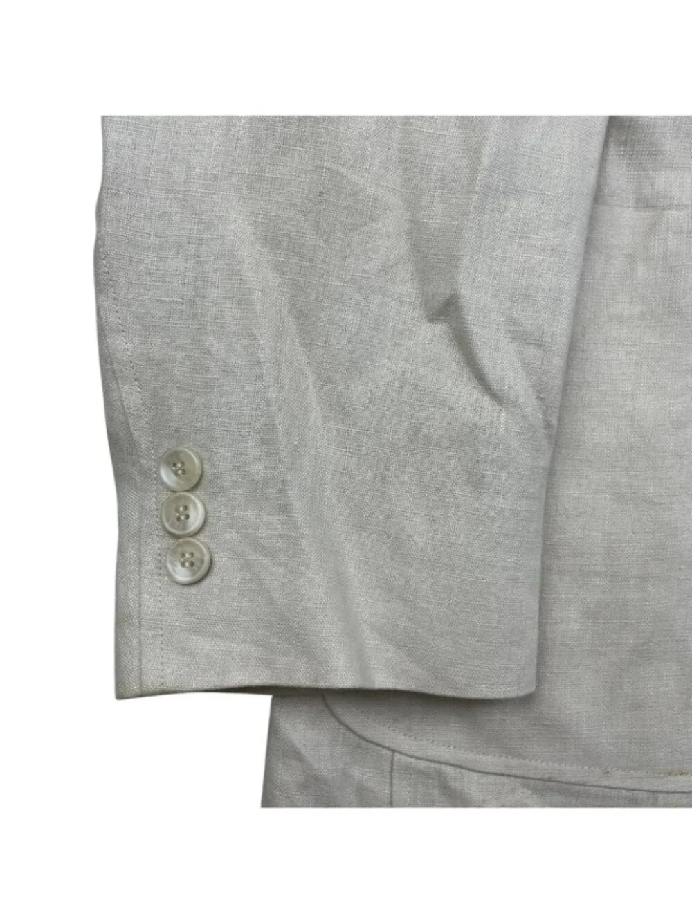 Alan Flusser Men’s 100% Linen 2-Button Blazer Jacket Beige • 46R | XL